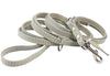 White 6 Way Euro Leather Dog Leash, Adjustable Lead 49"-94" Long, 3/8" Wide (10 mm) for Small Dogs