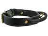 Genuine Leather Dog Collar, Rolled Leather Handle Black