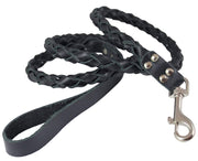 Round Fully Braided Genuine Leather Dog Leash, 4 Ft x 5/8" (15mm), Medium Breeds