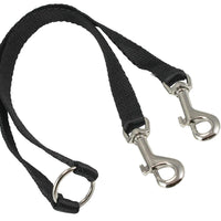 15" Nylon 2-way Double Dog Leash - Two Dog Coupler Black 3 Sizes