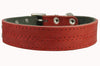 Genuine Leather Dog Collar, Padded, Red 1.5" Wide. Fits 18"-22" Neck Size Cane Corso Doberman