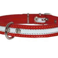 High Quality Genuine Leather Reflective Dog Collar 16" Long 3/4" Wide Red Fits 11"-13" Neck