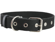 Black Heavy Duty Cotton Web Dog Collar 1.5" Wide. Fits 20"-25.5" Neck XLarge