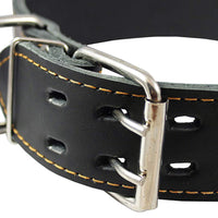 Genuine Leather Studded Dog Collar 2" Wide Black Fit 19"-22" Neck. Retriever, Doberman, Rottweiler