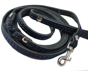 6' Long Genuine Leather Braided Dog Leash Black 3/8" Wide for Small Dogs amd Puppies