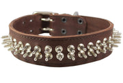 Thick Genuine Leather Spiked Dog Collar2" wide Sized to Fit 18"-22" Neck. Boxer Rottweiler Bulldog