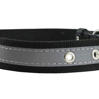 Cotton Web/Leather Reflective Dog Collar 20" Long 1" Wide Fits 14"-18" Neck, Amstaff