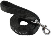 Dogs My Love 6ft Long Neoprene Padded Handle Nylon Leash 4 Sizes Black