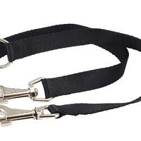 15" Nylon 2-way Double Dog Leash - Two Dog Coupler Black 3 Sizes
