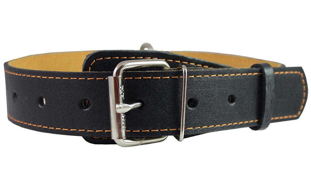 Genuine Thick Leather Collar for Large and XLarge Dogs 20"-25" Neck Size, 1.5" Wide, Black