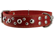 Genuine 1.6" Wide Leather Studded Dog Collar Fits 19"-23" Neck Large Breeds Rottweiler, Pit Bull