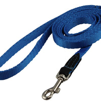 Dog Leash 1/2" Wide Nylon 6ft Length with Leather Enforced Snap Blue Small