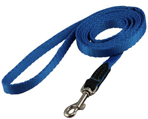 Dog Leash 1/2" Wide Nylon 6ft Length with Leather Enforced Snap Blue Small