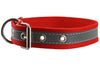 Cotton Web/Leather Reflective Dog Collar 20" Long 1" Wide Fits 14"-18" Neck, Boxer, Retriever