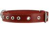 Genuine 1" Wide Thick Leather Studded Dog Collar. Fits 14"-17" Neck, Medium Breeds.