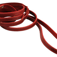 6' Genuine Leather Braided Dog Leash Red 3/8" Wide for Small Breeds