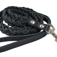 Genuine Fully Braided Leather Dog Leash 4 Ft Long 3/8" Wide, Small Breeds