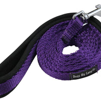 Dogs My Love 6ft Long Neoprene Padded Handle Nylon Leash 4 Sizes Purple
