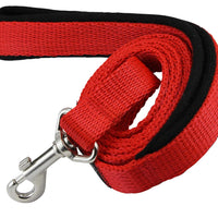 Dogs My Love 4ft Long Neoprene Padded Handle Nylon Leash 4 Sizes Red