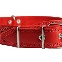 Genuine Leather Braided Studded Dog Collar, Red 1.6" Wide. Fits 19"-24" Neck Size Akita