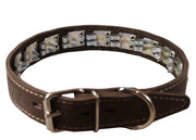 Training Pinch and Genuine Leather Studded Dog Collar Fits 18"-22" Neck Brown 25.5"x1.5" Wide