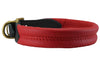 Red Soft Genuine Rolled Leather Dog Collar Brass Hardware