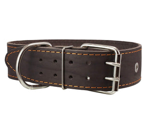 Genuine Leather Studded Dog Collar, Brown, 1.75" Wide. Fits 18.5"-22" Neck.For Large Breeds