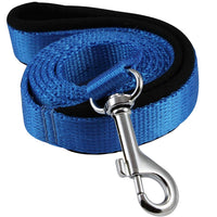 Dogs My Love 4ft Long Neoprene Padded Handle Nylon Leash 4 Sizes Blue