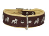 Real Leather Soft Leather Padded Dog Collar Bulldog Brown/Beige