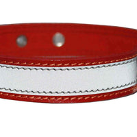 Genuine Leather Reflective Dog Collar 20" Long 1" Wide Red Fits 14"-17.5" Neck