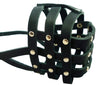 Black Soft Genuine Leather Dog Basket Muzzle #109 - Boxer, Bulldog (Circumf 13", Snout Length 3.5")