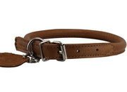 Genuine Leather Rolled Dog Collar Neck: 10.5"-14" size, Chow Chow, Collie, Labrador, Puppies