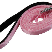 Dogs My Love 6ft Long Neoprene Padded Handle Nylon Leash 4 Sizes Pink