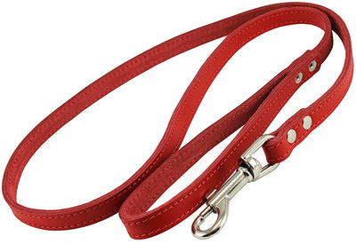 Dogs My Love Genuine Leather Dog Leash 4-Feet Wide Red