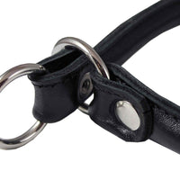 Round Genuine Rolled Leather Choke Dog Collar 19" Long Black