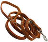 6 Way Euro Multifunctional Leather Dog Leash, Adjustable Lead 49"-94" Long, 1/2" Wide (12 mm)
