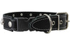 Black Genuine Leather Studded Dog Collar, Soft Suede Padded1.5 Wide. Fits 17"-20" Neck