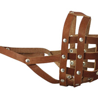 Real Leather Dog Basket Dog Dog Muzzle #110 Brown - Bulldog (Circumf 13.7", Snout Length 2.75")