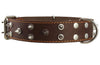 Real Leather Brown Spiked Dog Collar Spikes 1.85" Wide. Fits 22"-26" Neck XLarge Breeds Bullmastiff