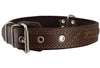 Genuine Leather Braided Dog Collar, Brown 1.6" Wide. Fits 19"-24" Neck.