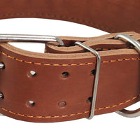 Thick Genuine Leather Spiked Studded Dog Collar Brown 18"-22" Neck Retriever, Doberman, Pitbull
