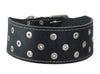 Dogs My Love 3" Extra Wide Genuine Leather Studded Black Leather Collar 17.5"-22" Neck Large/Medium
