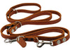 Tan 6-Way Multifunctional Leather Dog Leash Adjustable Schutzhund Lead 49"-94" Long 5/8" Wide(15 mm)