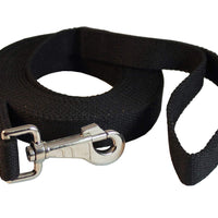 Dog Leash 3/4" Wide Cotton Web 15 Ft Long Black for Training Swivel Locking Snap