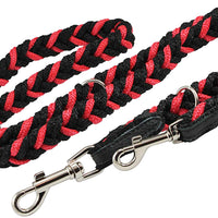 6 Way European Multifunctional Braided Dog Leash Adjustable Schutzhund Lead 42"-68" Long 4 Sizes Red