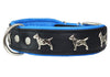 Real Leather Soft Leather Padded Dog Collar Bull Terrier 1.75" Wide. Black/Blue