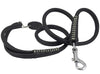 Round Genuine Rolled Leather Dog Leash 4' Long 1/2" Wide Black for Medium Breeds