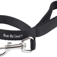 Short Dog Leash Padded Handle Wide Nylon Traffic Lead 22" Long Black