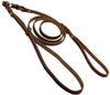 Slip Leash in Brown Genuine Leather Lead and Collar system 54" Long 3/8" Wide Medium