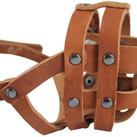Real Leather Dog Basket Muzzle #0 Tan - Spaniel, Poodle, Schnauzer (Circumf 8.5", Snout Length 2")